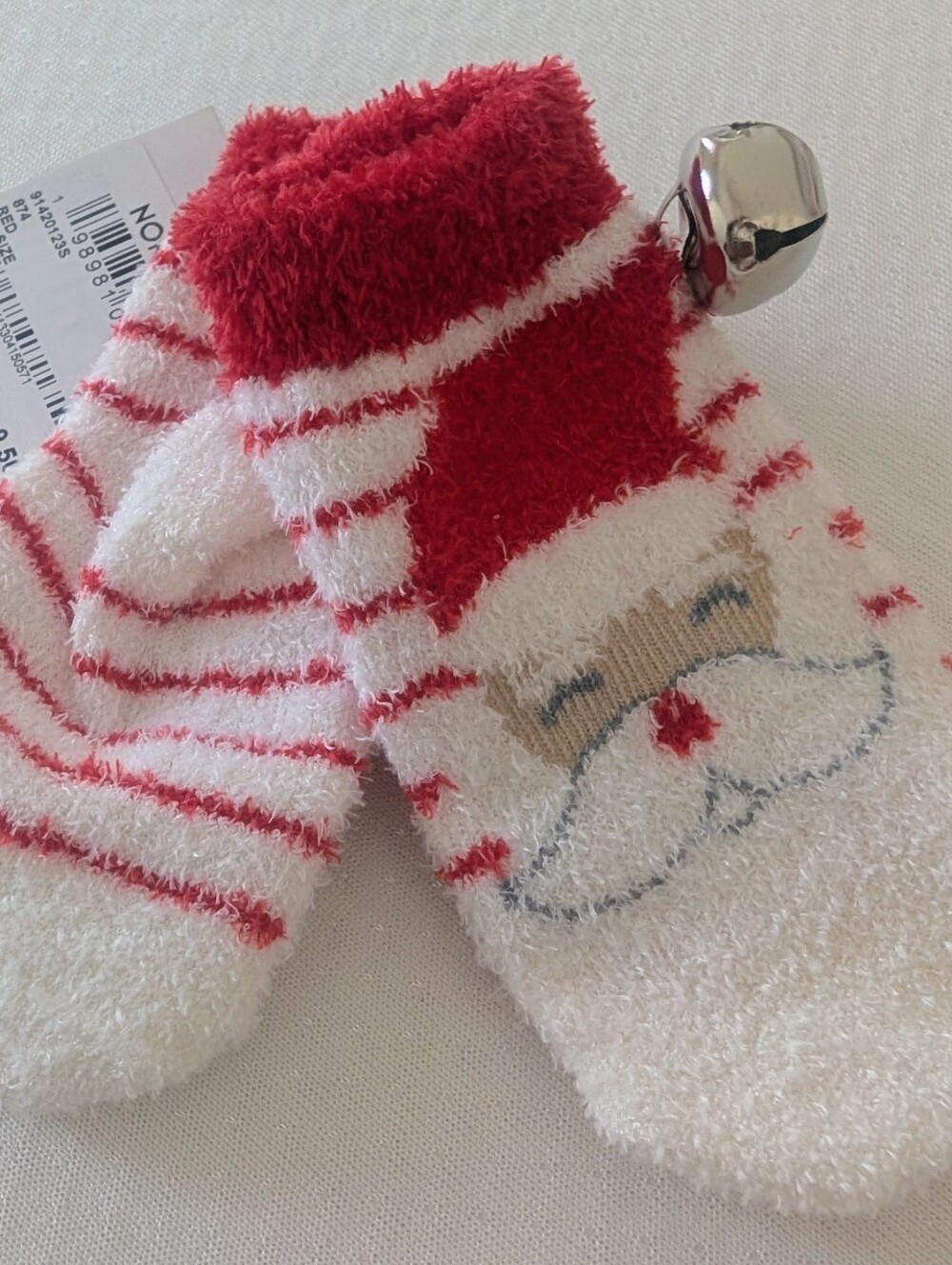 NWT Mud Pie Jingle bell Rattle Toe Socks Red Santa Sz 0-12